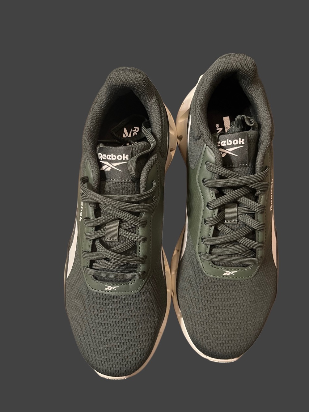 Reebok Men's Dark Green and White Athletic Sneakers